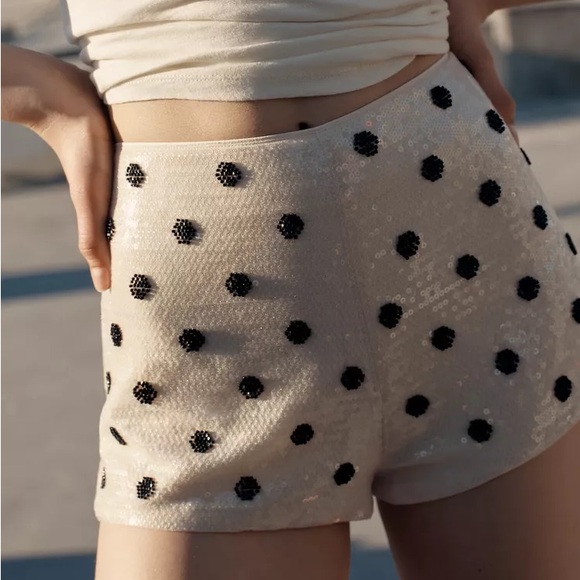 Zara Pants - ZARA POLKA DOT SEQUIN MINI SHORTS